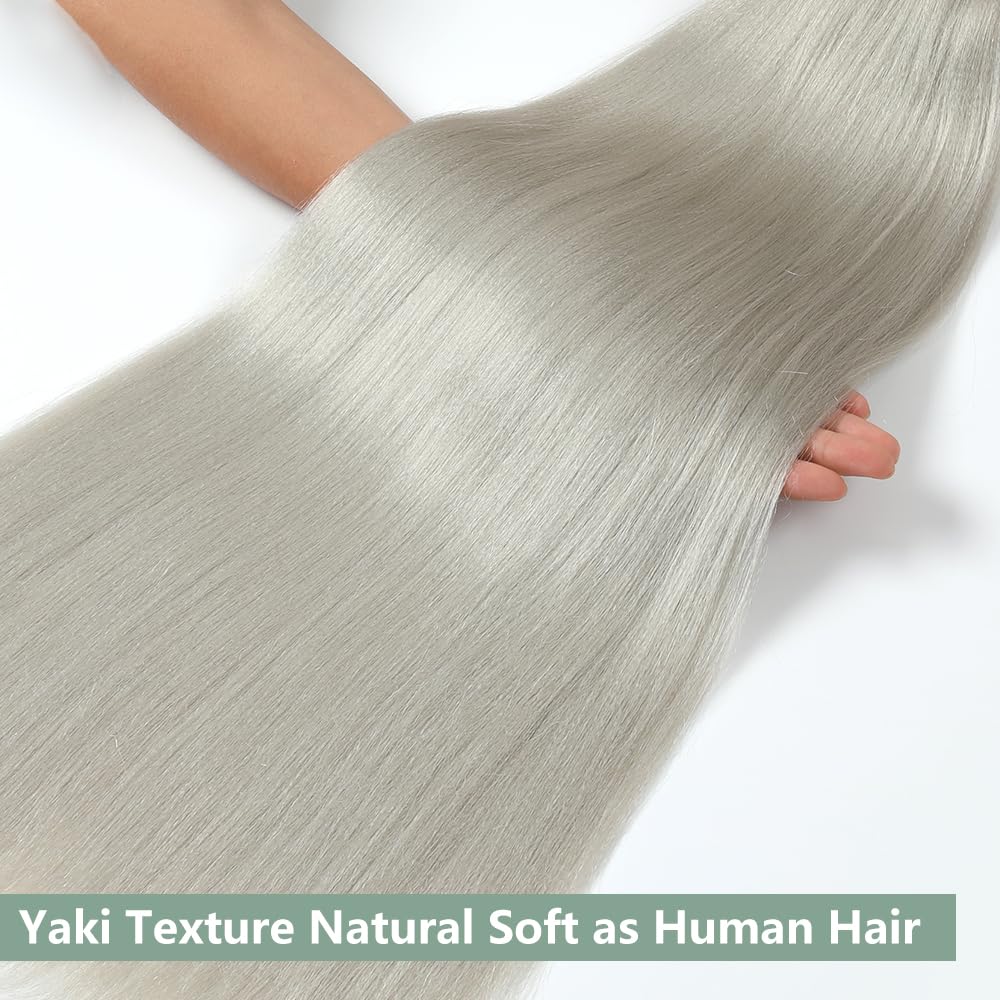 Kunsthaar zum Einflechten Pre Stretched Braiding Hair Aschblond 32 Zoll 6er Pack Braids Extensions Yaki Textur Einfach zu flechten für Anfänger Leichtes natürliches Haar für Box Braids Twists