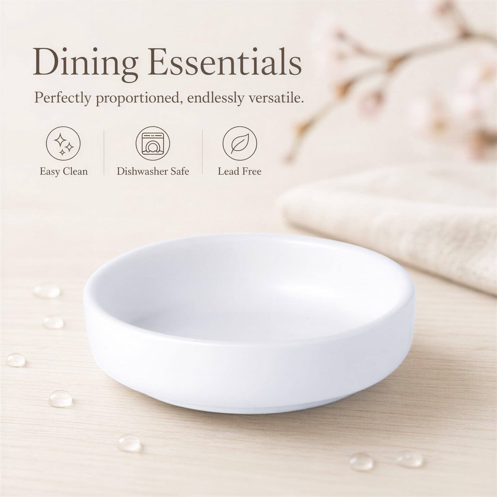 6 Stk Keramik Dipschalen 9 cm, weiße Sojasaucen Schälchen, kleine Servierschalen und Dipschalen für Gewürze, Vorspeisen, Snacks und Beilagen, minimalistischer japanischer Stil
