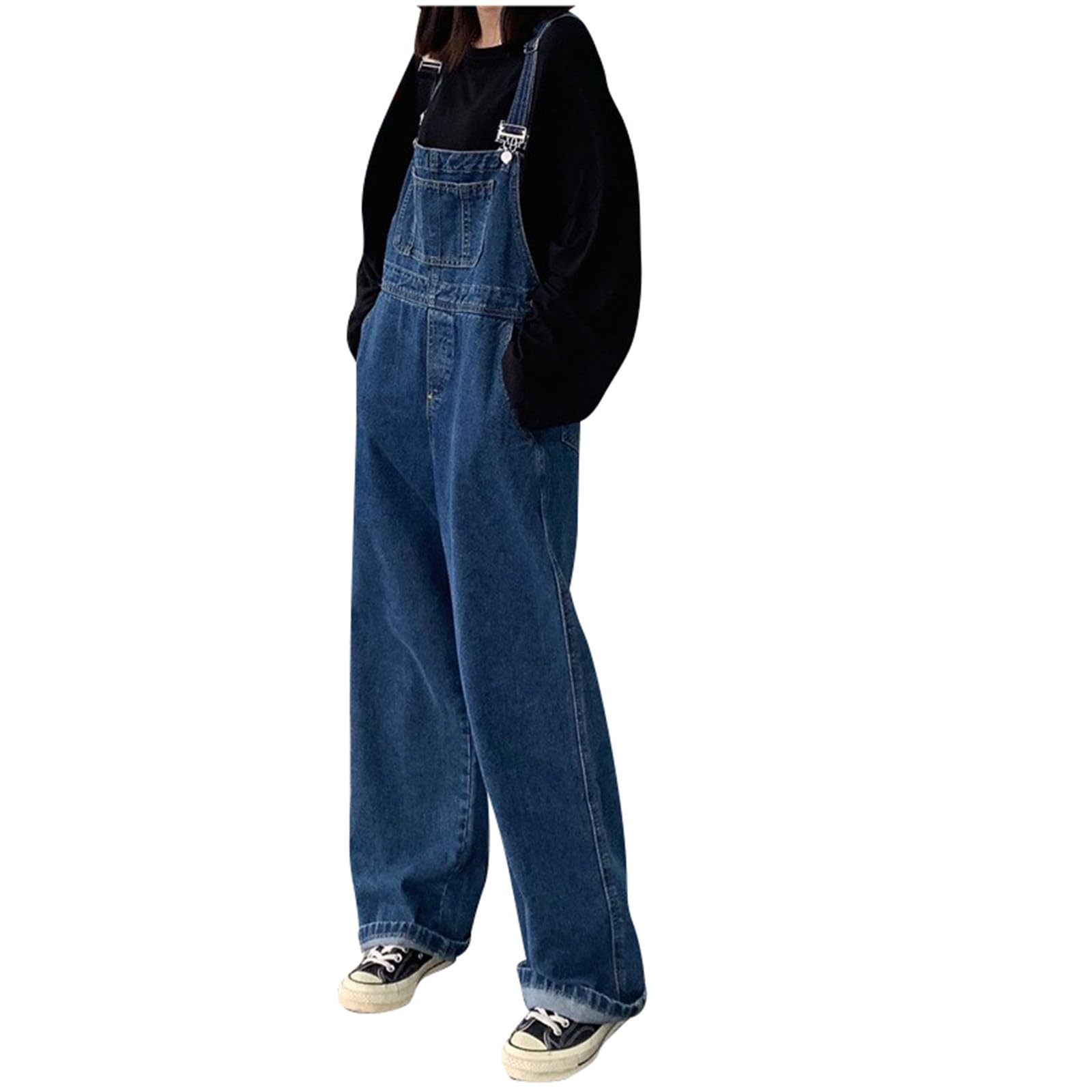 Genérico Mono Vaquero para Mujer Monos Jumpsuit Vestir Peto Largo Primavera Tejanos Algodón Pantalones Casual Trabajo Disfraz Ligero Invierno
