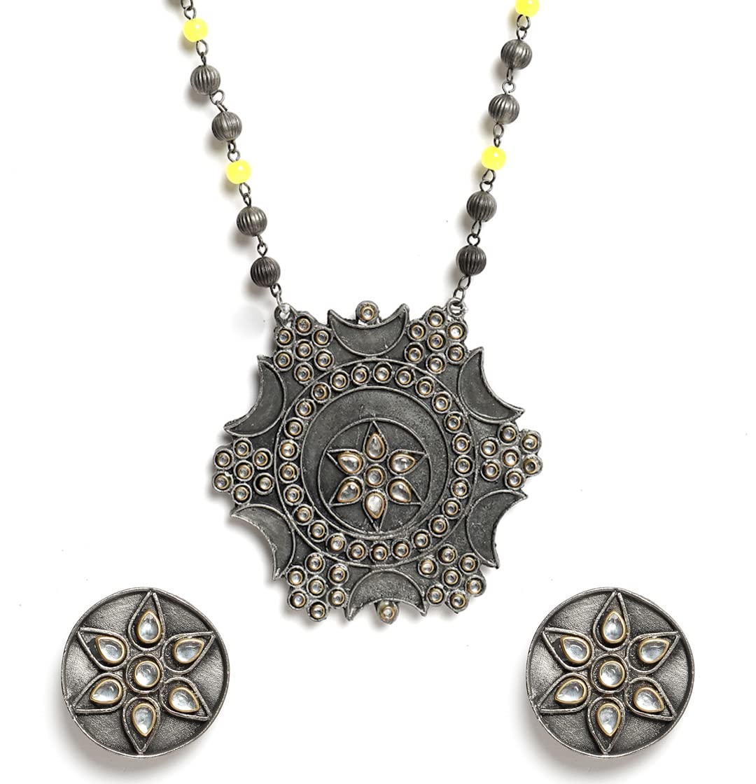 YouBella Jewellery Oxidised Silver Necklace Jewellery Set with Earrings for Girls and Women (Style 2) (B0BRNK4PN3) Amazon Price History, Amazon Price Tracker