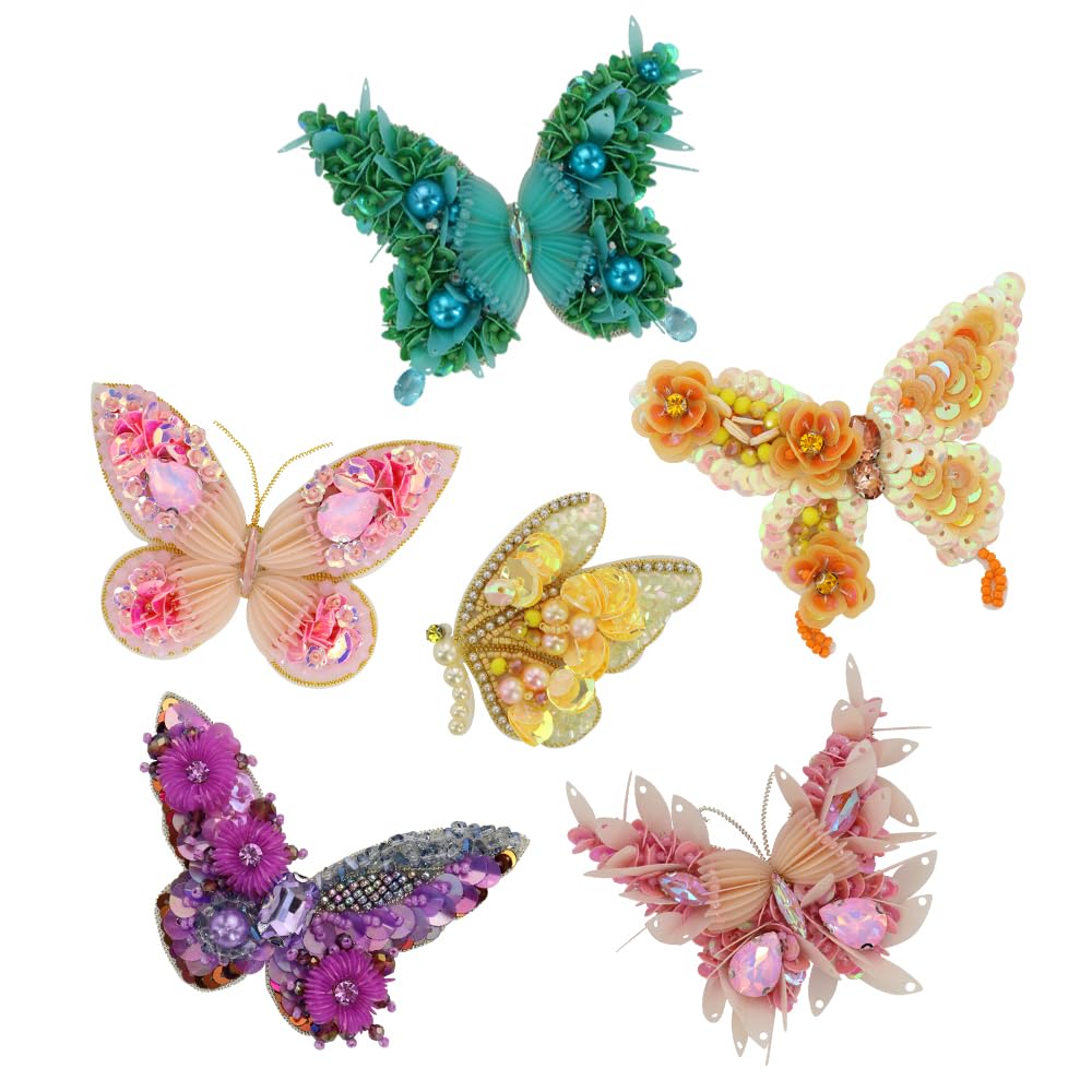 Exquisitos parches de flores y mariposas para coser, apliques de diamantes de imitación de lentejuelas para ropa, bolsos, sombreros, accesorios de bricolaje, 2 piezas (Q Mix, 16 piezas)