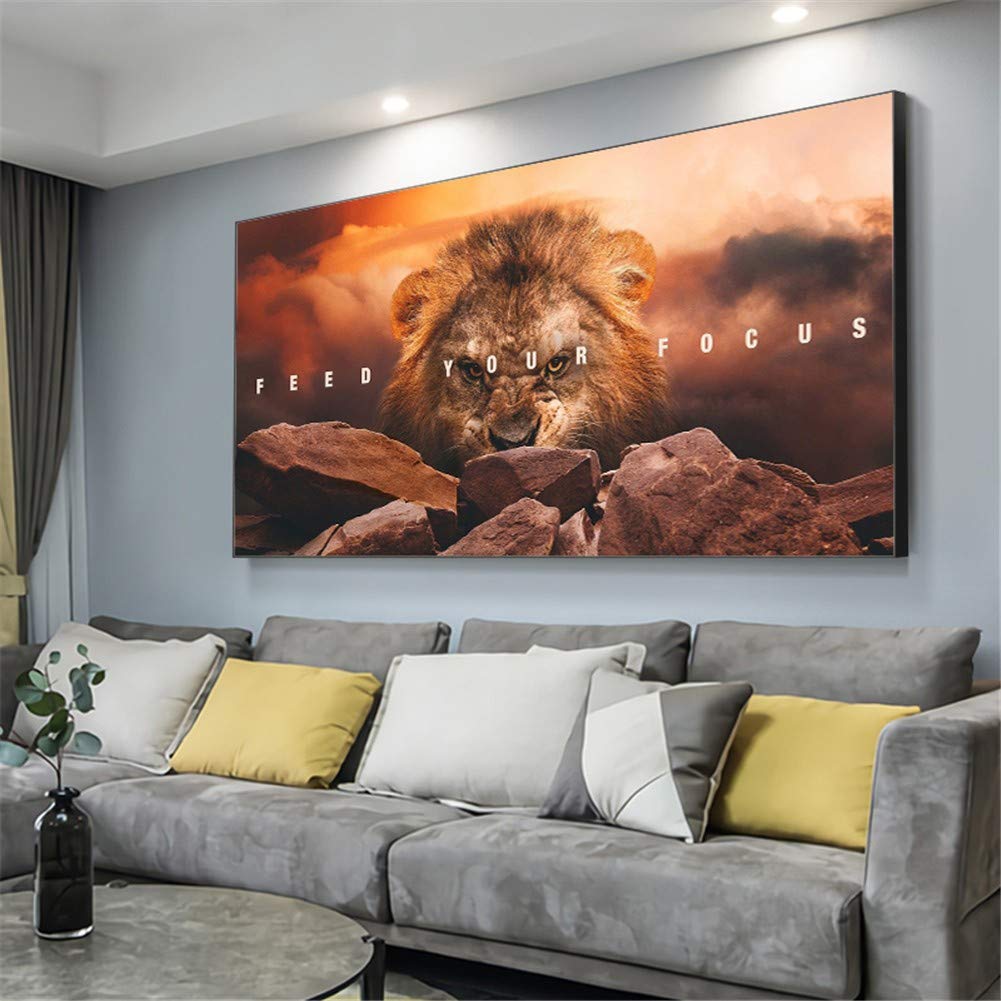 Diamond Painting kit Completo, Leone Fai da Te Pittura Diamante 5D Diamond Painting Grandi Dimensioni, Strass Ricamo a Punto Croce Mosaico Craft Arts for Home Wall Decor-Square drill,60x180cm