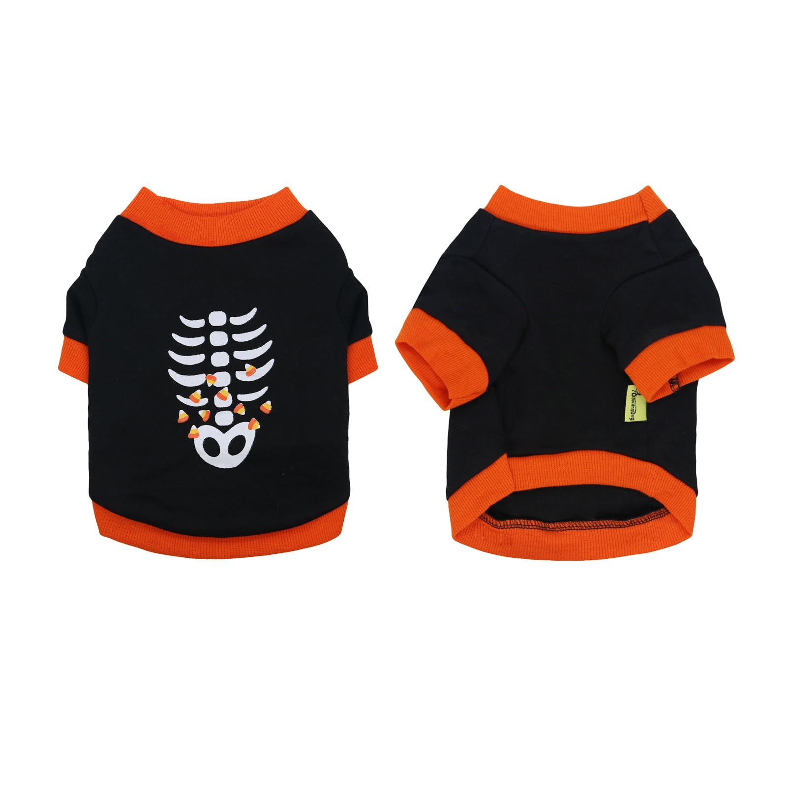 Vavious Dog Winter Coat - Funny White Fish Bone Halloween Pet Sweater - Soft Cotton Dog Clothes - Black X-Small