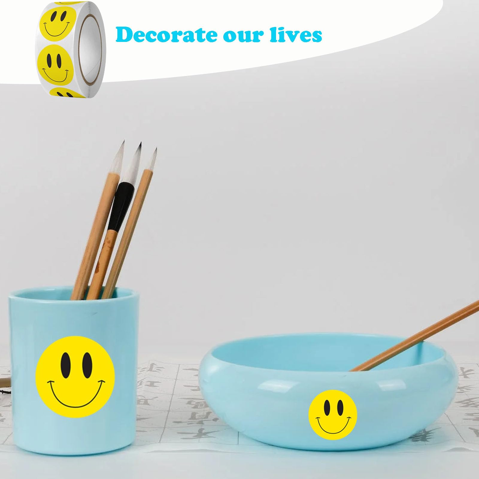 1000 Smiley Aufkleber - Glitzer Emoji Sticker, 25mm, Bunt, Für Laptop & Schule