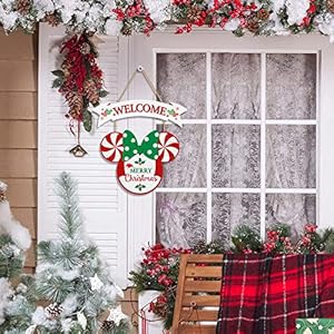 CIOEY Christmas Door Decor Mouse Welcome Door Sign, 2 Panels Wood Hanging Sign, Merry Christmas Decorations for Home Wall Christmas Party Supplies, Peppermint Decorative Home Porch Plaques CIOEY Christmas Door Decor Mouse Welcome Door Sign 2 Panels Wood Hanging Sign Merry Christmas Decorations for Home Wall Christmas Party Supplies Peppermint Decorative Home Porch Plaques