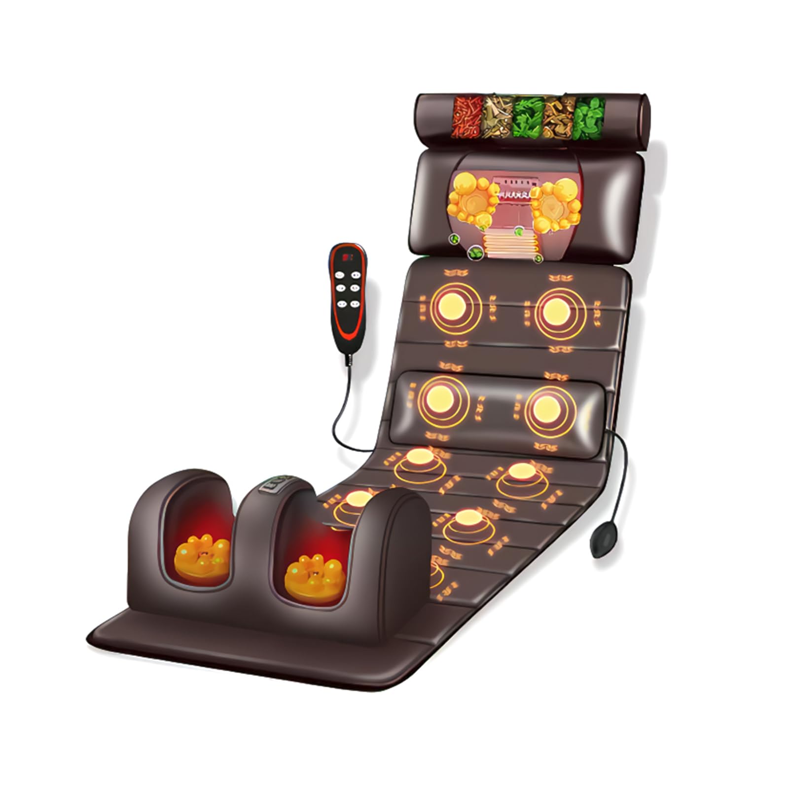 Coussin de massage dorsal avec fonction chauffante, 9 modes de massage, mode vitesse avec masseur de cou amovible et masseur multifonction pour les jambes et les pieds pour la maison et le bureau
