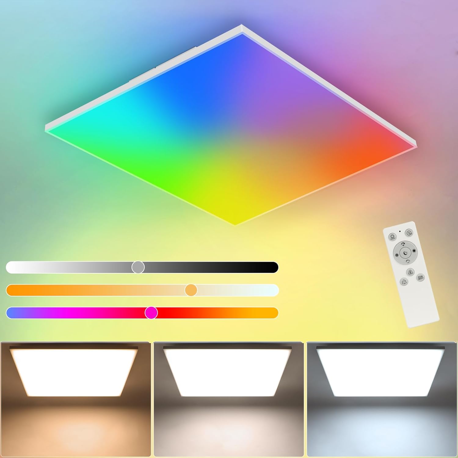 Glitzerlife LED Ceiling Light Dimmable Remote Control 18 W RGB Colour