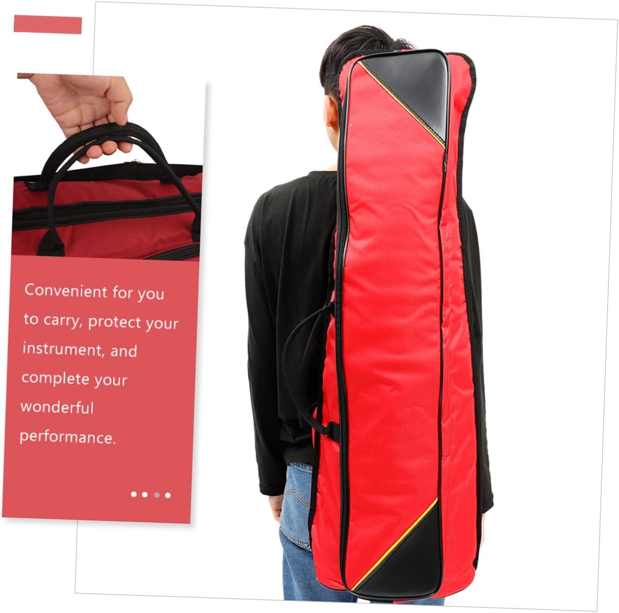 Thickened Waterproof Oxford Cloth Tenor Trombone Carrying Bag with Handle Portable Trombone Storage Case Music Instrument Pouch for Travel and Performance