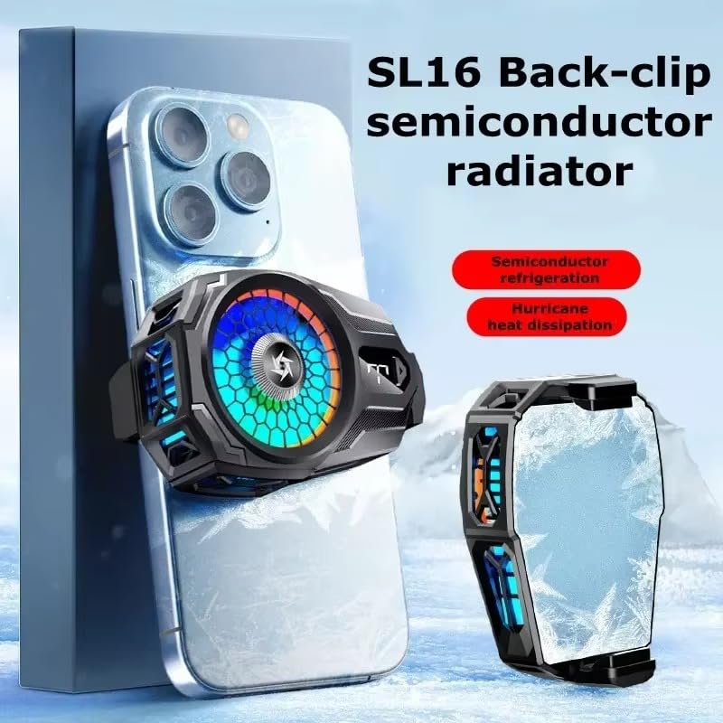 Image of BKN SL-16 Fast Cooling Mobile AC Fan Radiator | Fast Mobile Cooler for Gaming With USB Powered Smartphone Fan Cooling Radiator Game Cooler -3 degree 2 Gear for Phone Gaming, Live Streaming