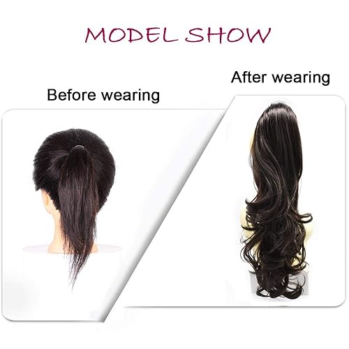 Miniatura 4 de Extensión de cola de caballo de 14 pulgadas y 22 pulgadas con clip de pinza ondulada rizada para mujer, extensiones de cola de caballo sintéticas de