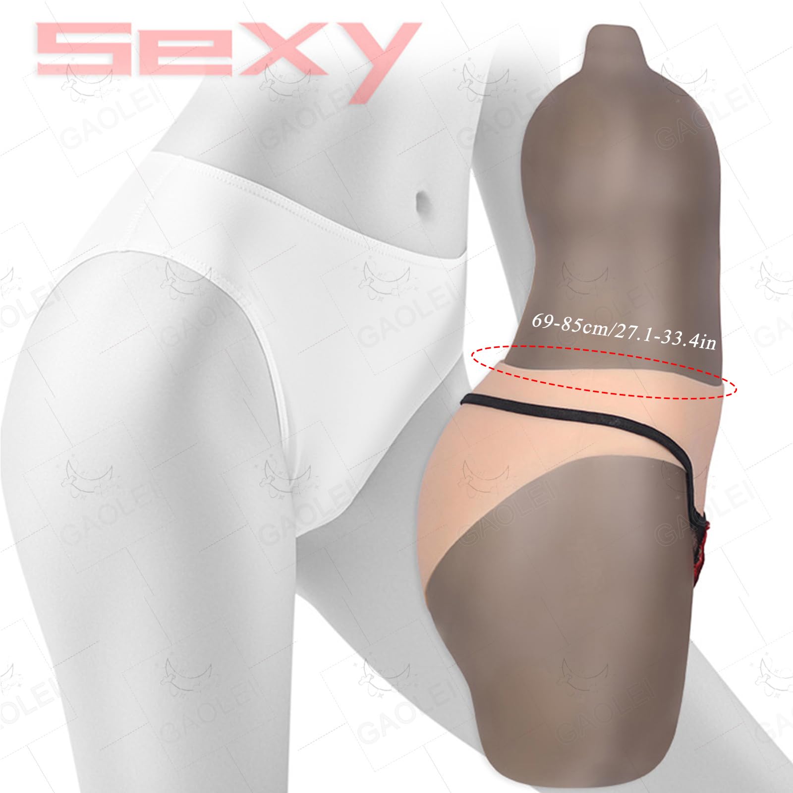 Adima Faux vagin Culotte en Silicone Insérable Transgenre Triangle Slips Réaliste Sissy Cacher Gaff String pour Cosplay
