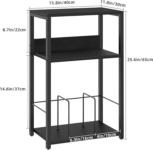 Miniatura 2 de LELELINKY Soporte para tocadiscos, mesa auxiliar de 3 niveles con almacenamiento de discos de vinilo, soporte para discos de vinilo de hasta 120
