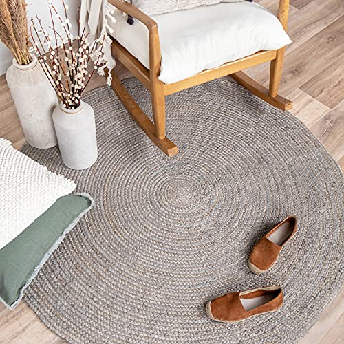 FRAAI | Home & Living Jute Teppich Rund - Fair Grau - Ø 100cm - Sisal Optik - Einfarbig - Boho,...