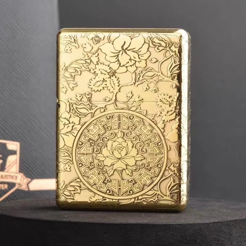 ZORRO912 Windproof Brass Lighter – Retro Waterproof Constantine Style Shell, Refillable Kerosene Grinding Wheel Pocket Lighter Gift for Men Brass B