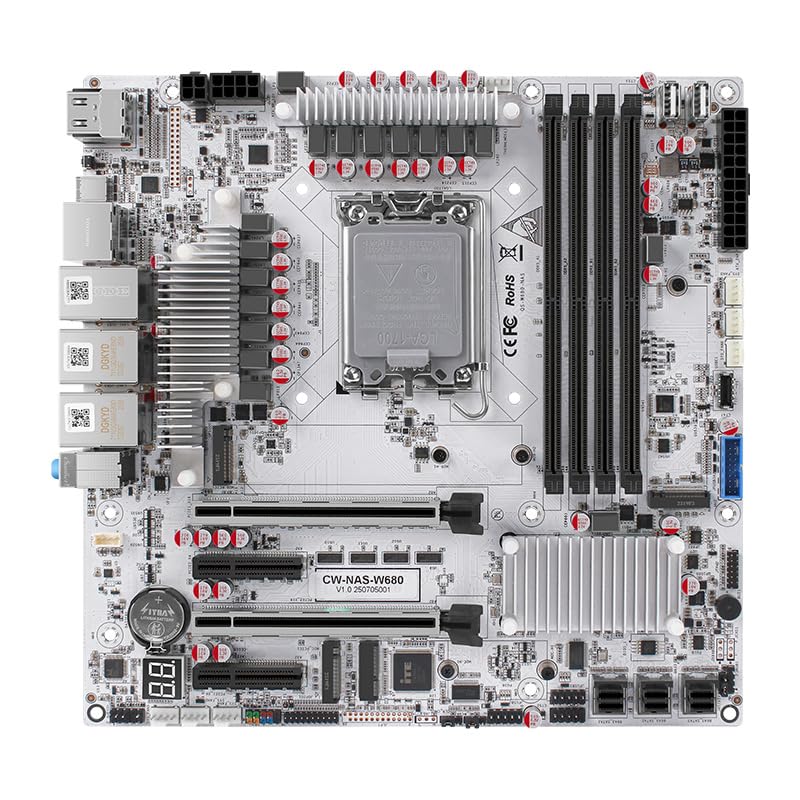 W680 12 Bay NAS ATX10Gbps Server NAS Motherboard Workstation/Server Grad Four ddr5 Two hdmi Two dp, 2x2.5G 3xnvme Support vPro Remote Management Function（Motherboard+3xSFF8643-image-7