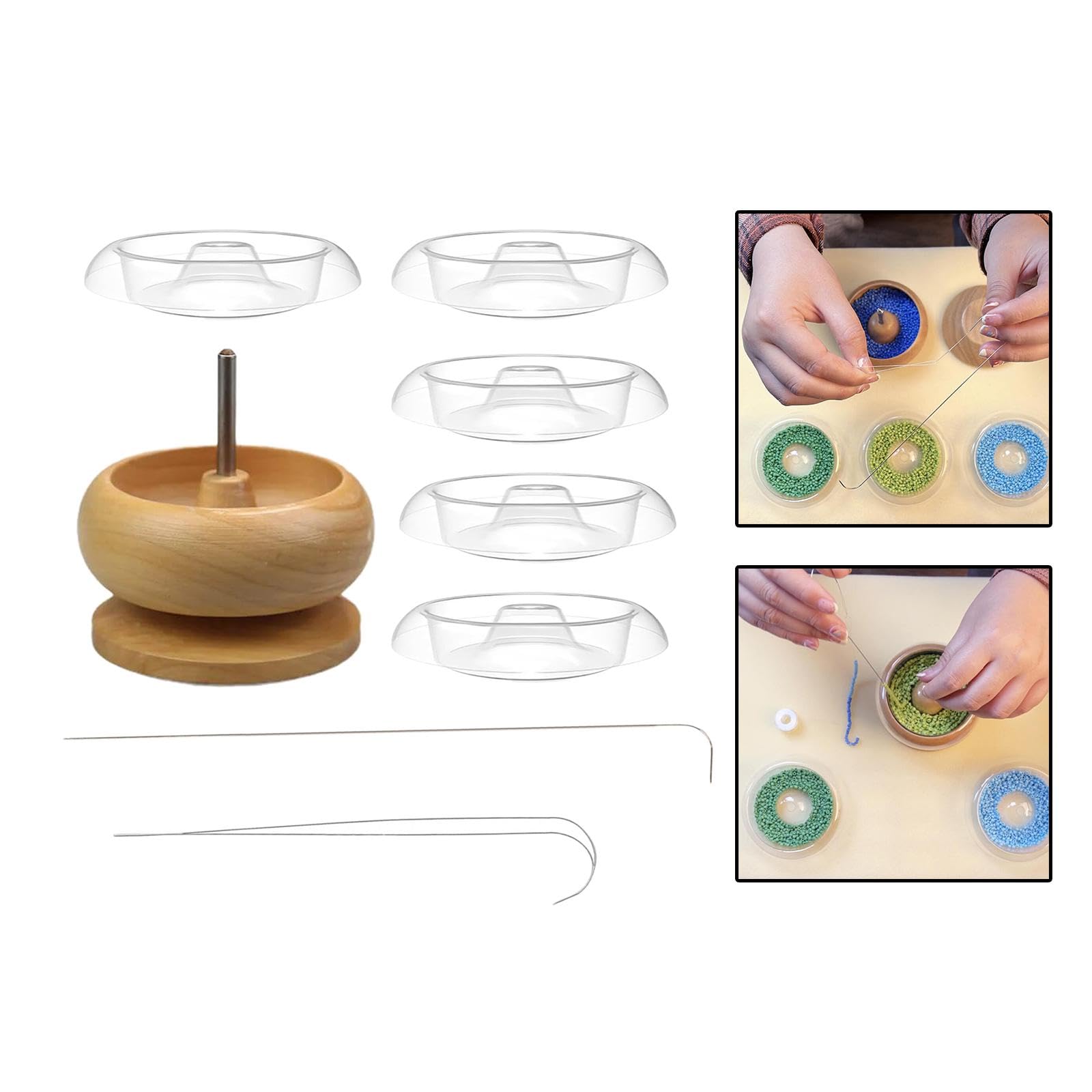 Perlenspinnschale Zum Schnellen Und Effizienten Auffädeln von Perlen, Perlenhalter, Perlenschalen für Tonperlen, Bastelbedarf für DIY Projekte, Bigeye Gebogene Nadel