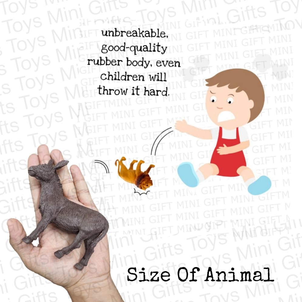 Image of 12 Pcs Unbreakable Rubber Animal Toy Set for Kids, Big Size Pet and Wild Animal Mix Toy