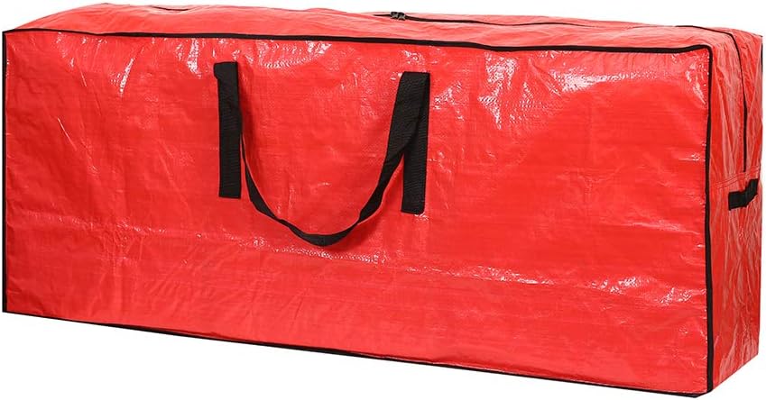 Christmas Tree Storage Bag - Fits Up to 7.5 ft Holiday Xmas Disassembled Trees with Durable Reinforced Handles & Dual Zipper - Waterproof Material Protects from Dust, Moisture & Insects (Red)