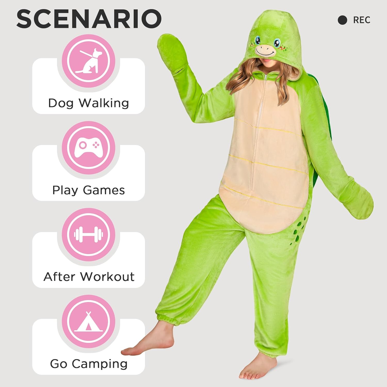 OLAOLA Adult Unisex Onesie, Animal Hoodie Pajamas with Pockets, Flannel Sleepwear Halloween Cosplay Costume Gifts - Image 3