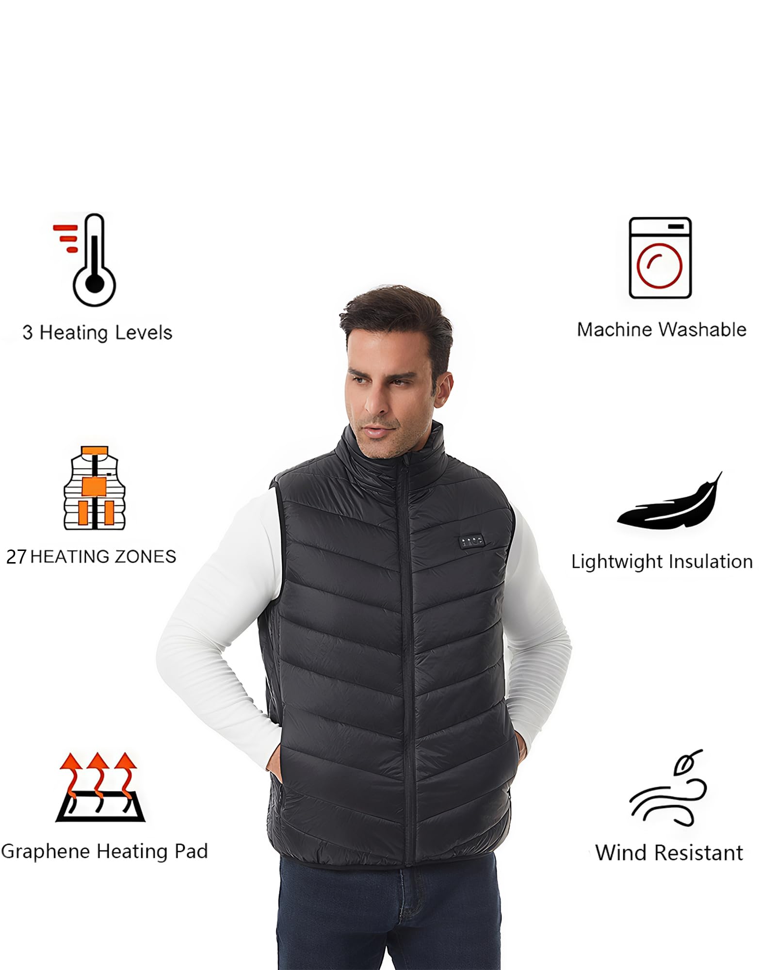 Monave Chaleco Calefactable Unisex para Pescar Motocicletas Acampar Esquiar