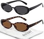 DANAMY Sunglasses Womens Retro Oval Sunglasses for Women Men Fashion Small Oval Sun Glasses 90s Vintage Driving Shades