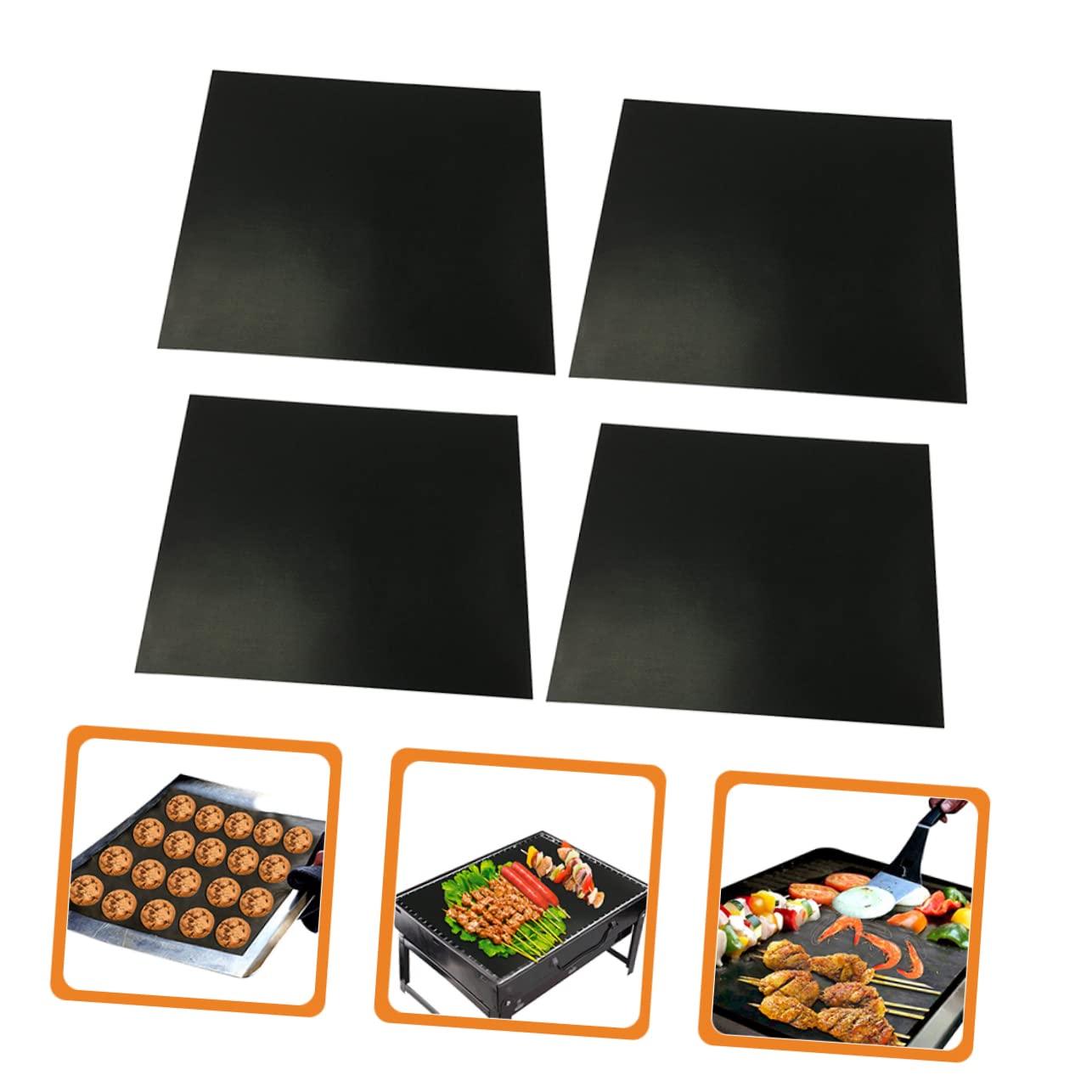 Sosoport 2 Series Tapete para Hornear Departamento Interior Parrilla Estera Alfombrilla para Hornear Almohadilla para Hornear Forro para Hornear Barbacoa Teflón Negro 4 Piezas