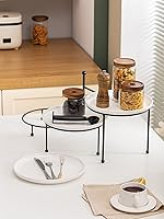 Vista 9 de Kanwone Soporte para servir de 3 niveles con platos de porcelana blanca, bandeja redonda de 10 pulgadas, juego de exhibición de mesa de postre