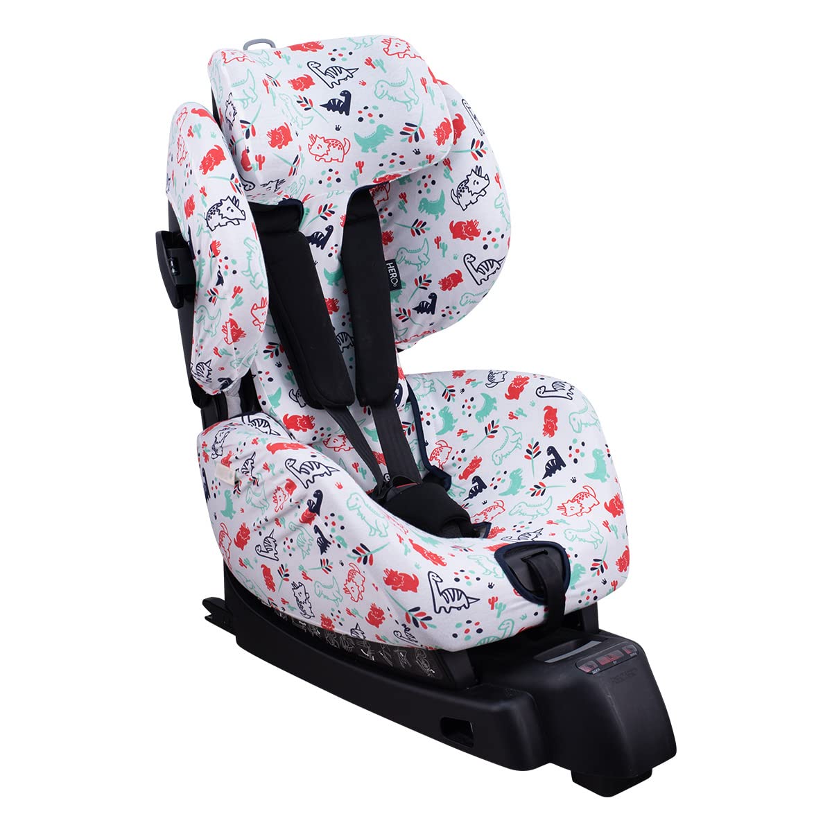 JYOKO KIDS Rivestimento per seggiolino auto in cotone compatibile con Recaro Zero e Recaro Optiafix (Dino Party)
