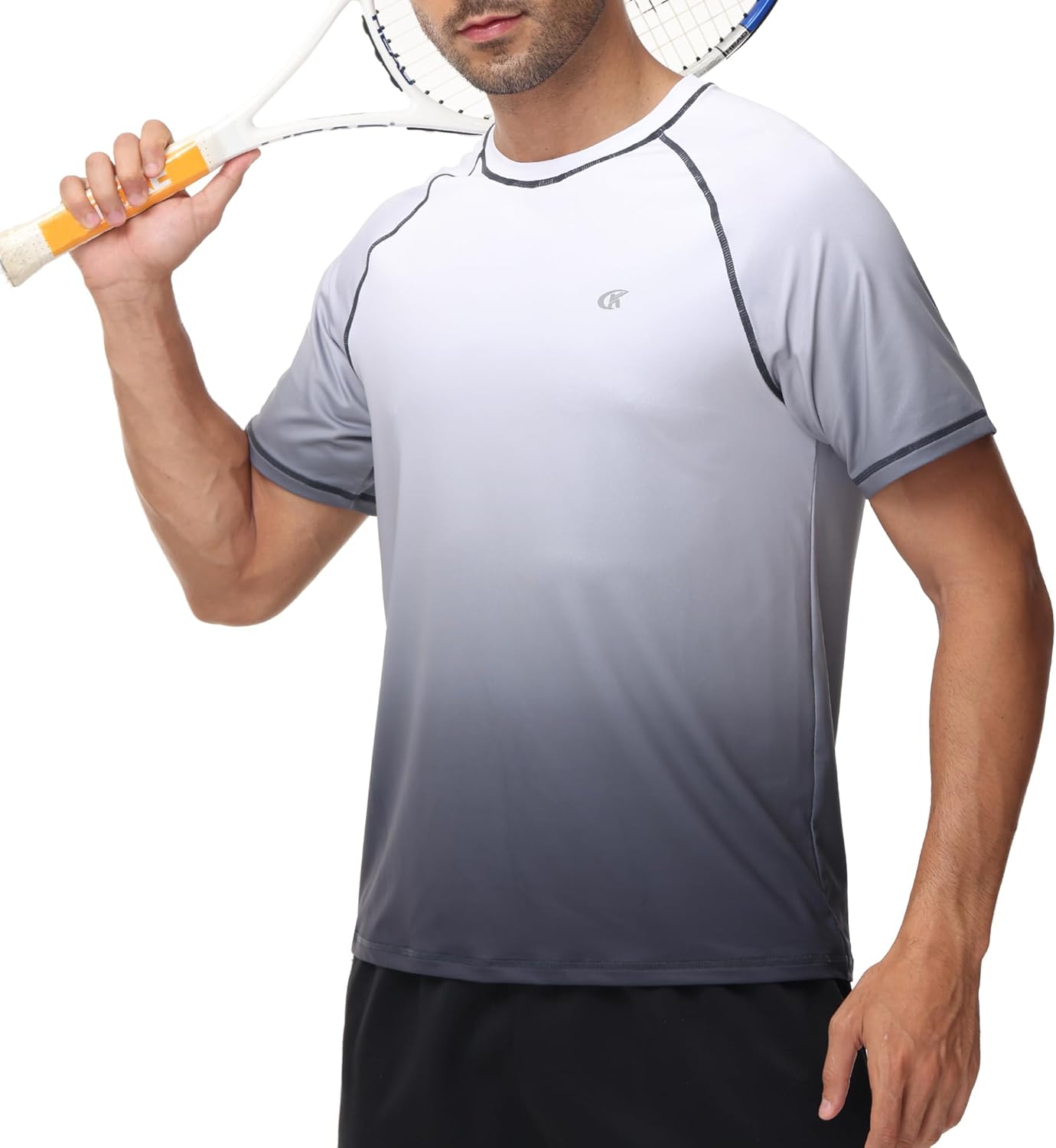 Satankud Men's UPF 50+ Rashguard Swim Tee Short Sleeve Running Shirt Swimwear Swim Hiking Workout Shirts