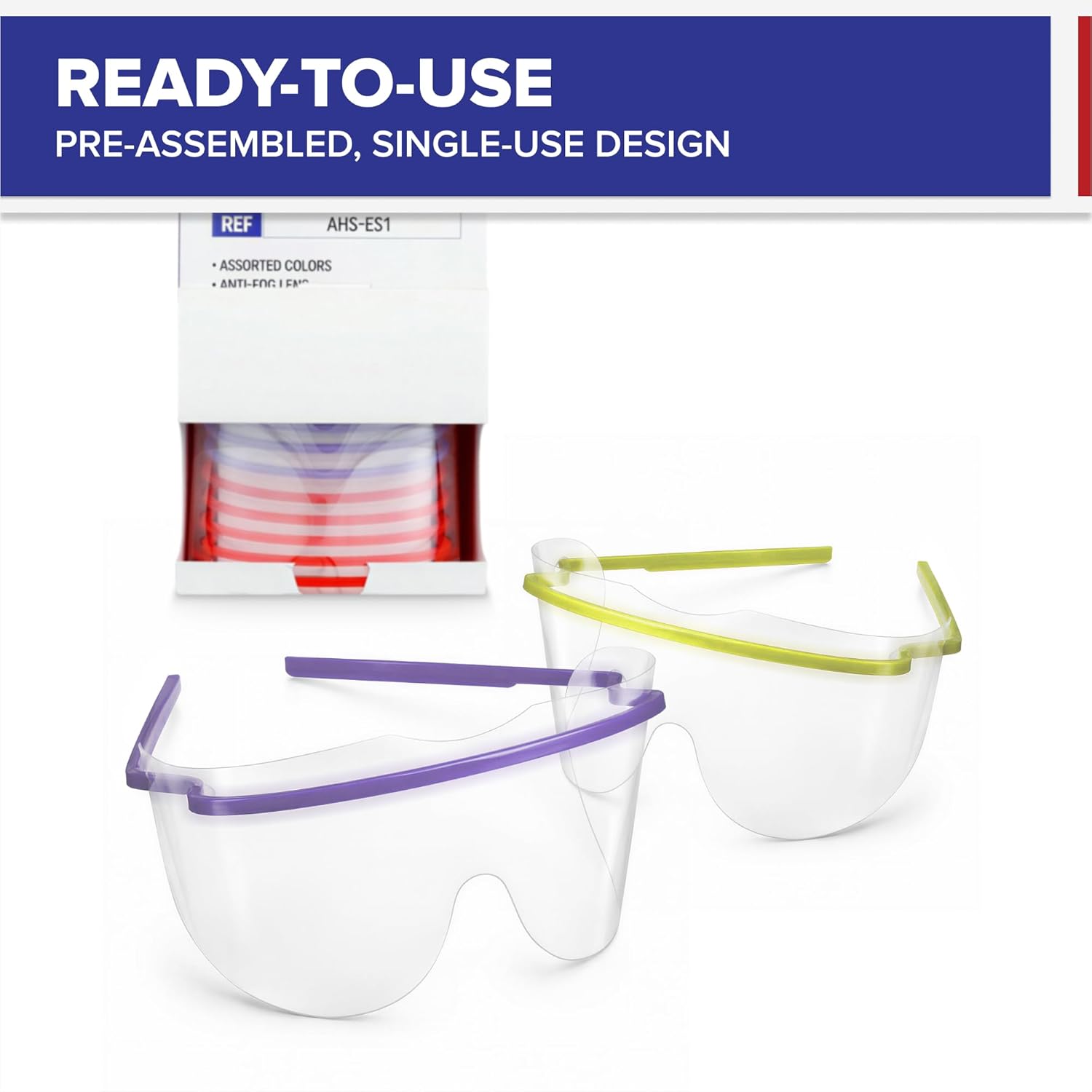 AMERICAN HOSPITAL SUPPLY Eye Shield [Box of 25] Pre-Assembled Eye Protective Glasses, Protective Eyewear PPE for Hospitals with Optical-Grade Lenses, Lightweight Frame | Eye Protection Equipment