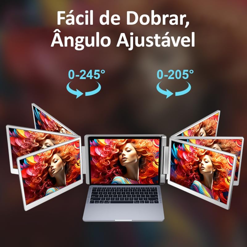16 Polegadas Extensor de Tela Dupla para Notebook, 1920 * 1200 IPS Monitor Portátil Plug & Play tipo C/HDMI/USB-A para Laptop de 12 a 18,5 Polegadas