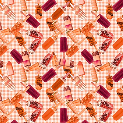 Texco 100% combed cotton fabric by the yard (peach-tangerine-berry orange) 5 yards