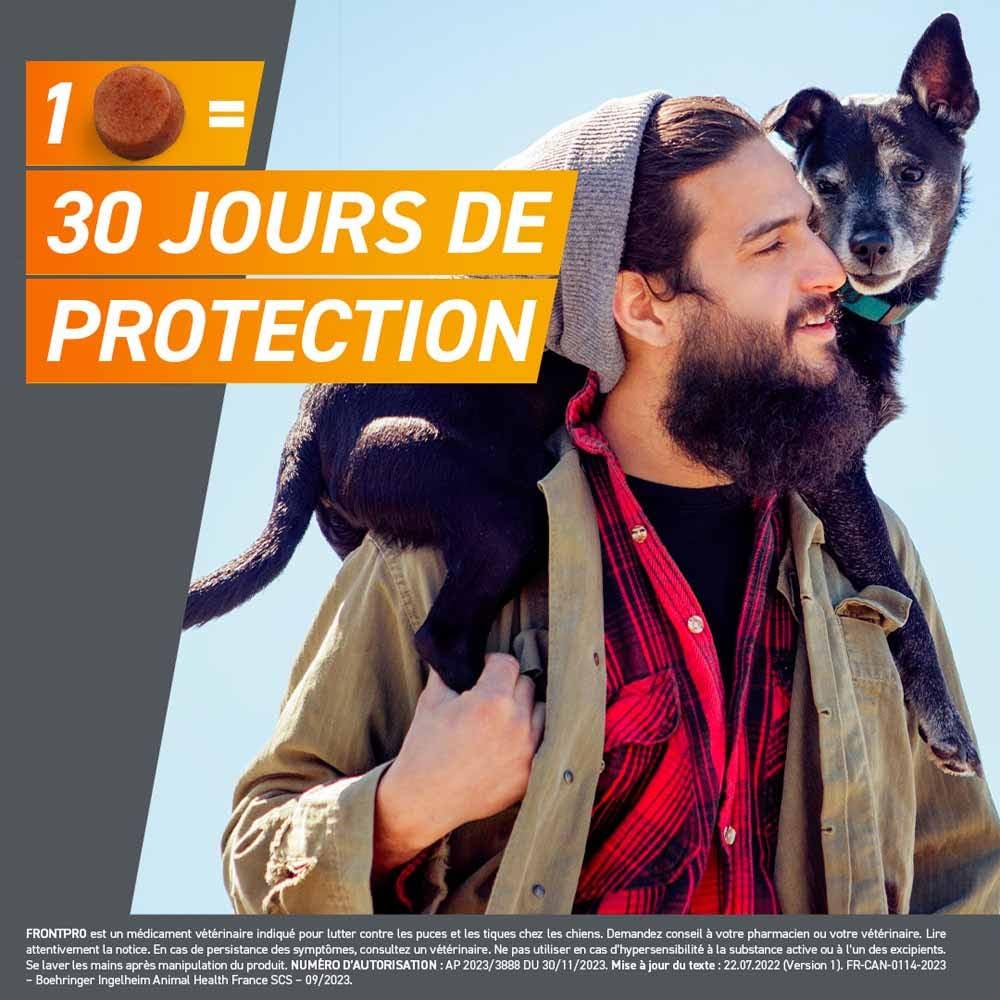 Frontline Frontpro antiparasitaire Petit Chien 2-​4kg Puces et Tiques x3 comprimés
