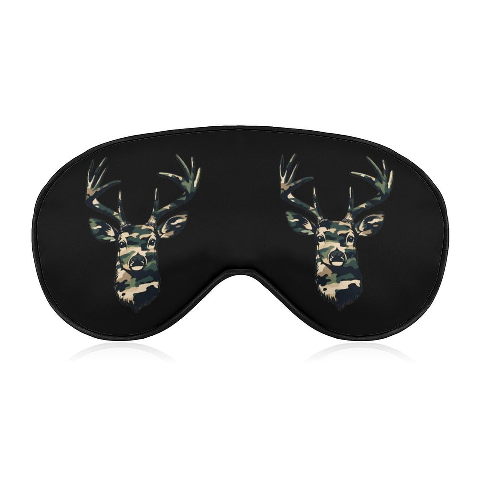 Camouflage Deer Head Sleep Mask Eye Shade Cover Adjustable Strap for Travel Lunch Break Women Men
