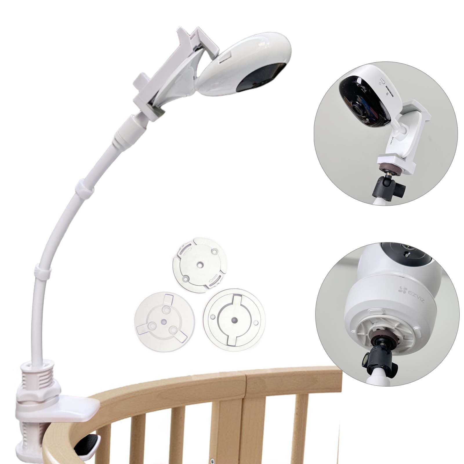 Supporto Universale Flessibile e Rotante per Monitor Video per Bambini, Clip per Culla e Scrivania, Compatibile con Hellobaby HB30 HB32 HB35 HB50, Philips Avent SCD843/26 SCD833/26, Vtech