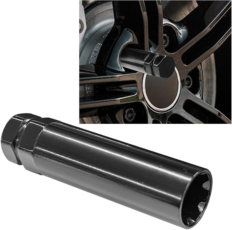 7 Point Spline Drive Tuner Socket Key Tool, Lug Nuts Socket Wrench Replacement Tool with 13/16" (21mm) and 7/8" (22mm) Hex, Compatible with 14x1.5, 14x2.0, 9/16 Lug Nut (Black)