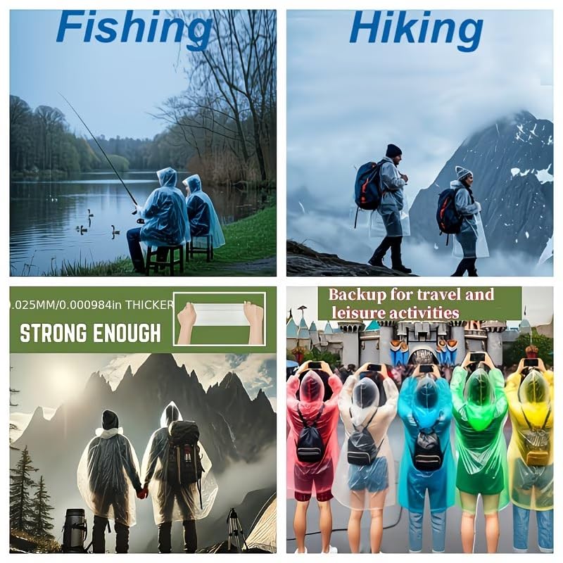 4pcs Poncho de emergencia para adultos, compacto con almacenamiento en bola para llavero, impermeable ligero para ciclismo, montañismo y deportes al aire libre miniatura 3