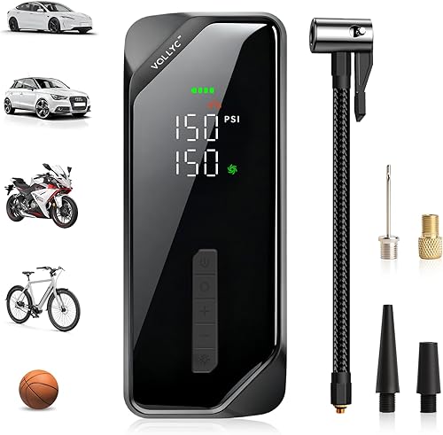 Compresor de aire portátil para inflado de neumáticos, bomba de aire de 150 PSI para neumáticos de automóvil con inflado rápido, pantalla LED,