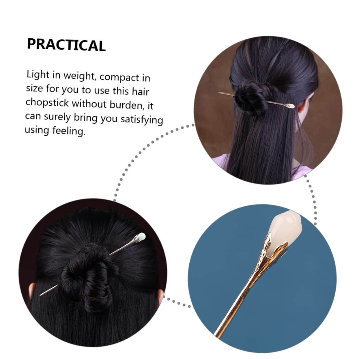 Housoutil 3 Piezas Horquilla Palillos De Pelo Para Niñas Pinzas De Pelo De Metal Palo De Pelo De Las Mujeres Pasadores De Pelo Para Niñas Aleación Jiangnan Perder Cabello
