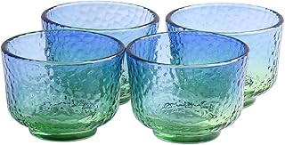 Glasses Sake Cups Set of 4 - Small Whiskey Glasses for Bourbon, Tequila, Vodka - Durable Lead-Free Glass Barware for Parties, Home, Restaurants (4)