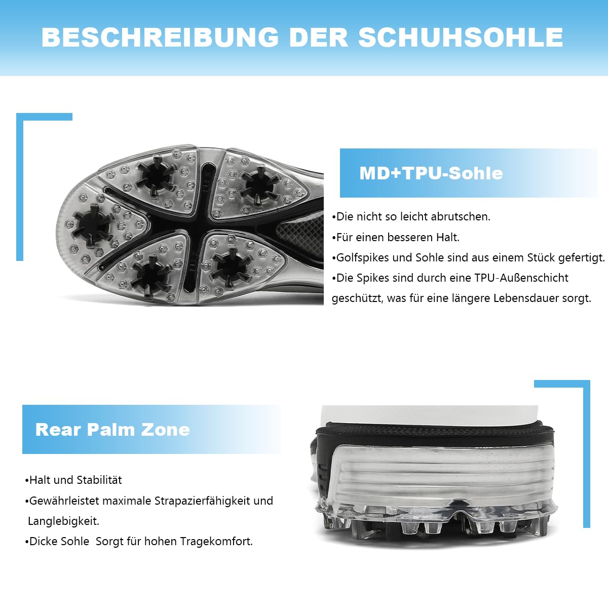 ULTIANT Golfschuhe Herren wasserdichte Langlebig Schnürung Atmungsaktiv Trainingsschuh für Golf