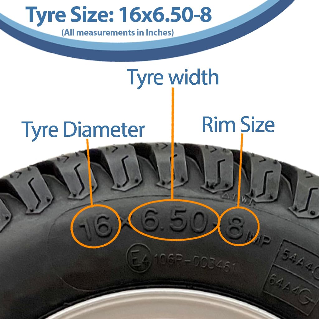 Parnells Rueda para cortacésped de 16 x 6.50-8, P332, rodamiento de 20 mm