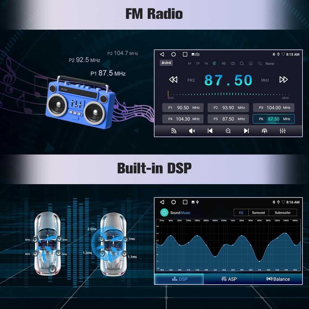 Android 13 Car Radio Stereo for Toyota Corolla EX130 EX120 2000-2004 with Wireless Carplay Android Auto 2G RAM 64G ROM 9 Inch HD Touchscreen with WiFi GPS Bluetooth FM/RDS Radio Backup Camera