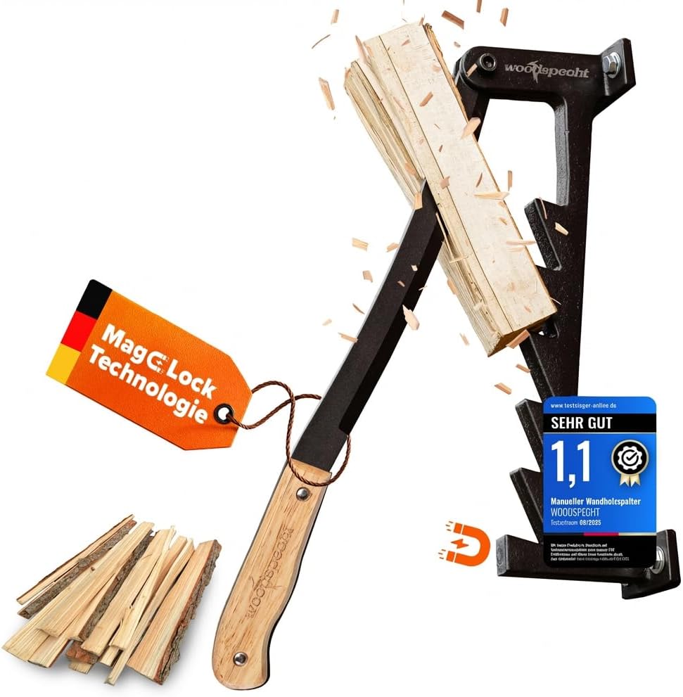 Holzspalter manuell [Magnetische Sicherung] Brennholz, Anzündholz Spalter, Holz spalten, Wood Splitter, Feuerholz, Anmachholz Spalter, Hackklotz, manueller Holzspalter, Kindling…