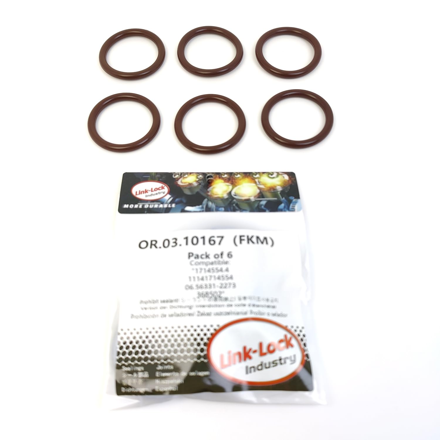 6PCS OR.03.10167 FKM Viton Sealing O-Ring Kit of Coolant Pipeline 1714554.4 11141714554 06.56331-2273 368502 for BMW-M40 for Scania for MAN