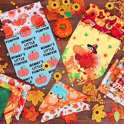 18 Pieces Thanksgiving Dog Bandanas Fall Bandanas for Dogs Triangle Large Dog Scarf Pets Bibs Pumpkin Turkey Maple Leaf Pattern Adjustable Holiday Dog Bandanas Bulk for Small Medium Large Pet - Image 5