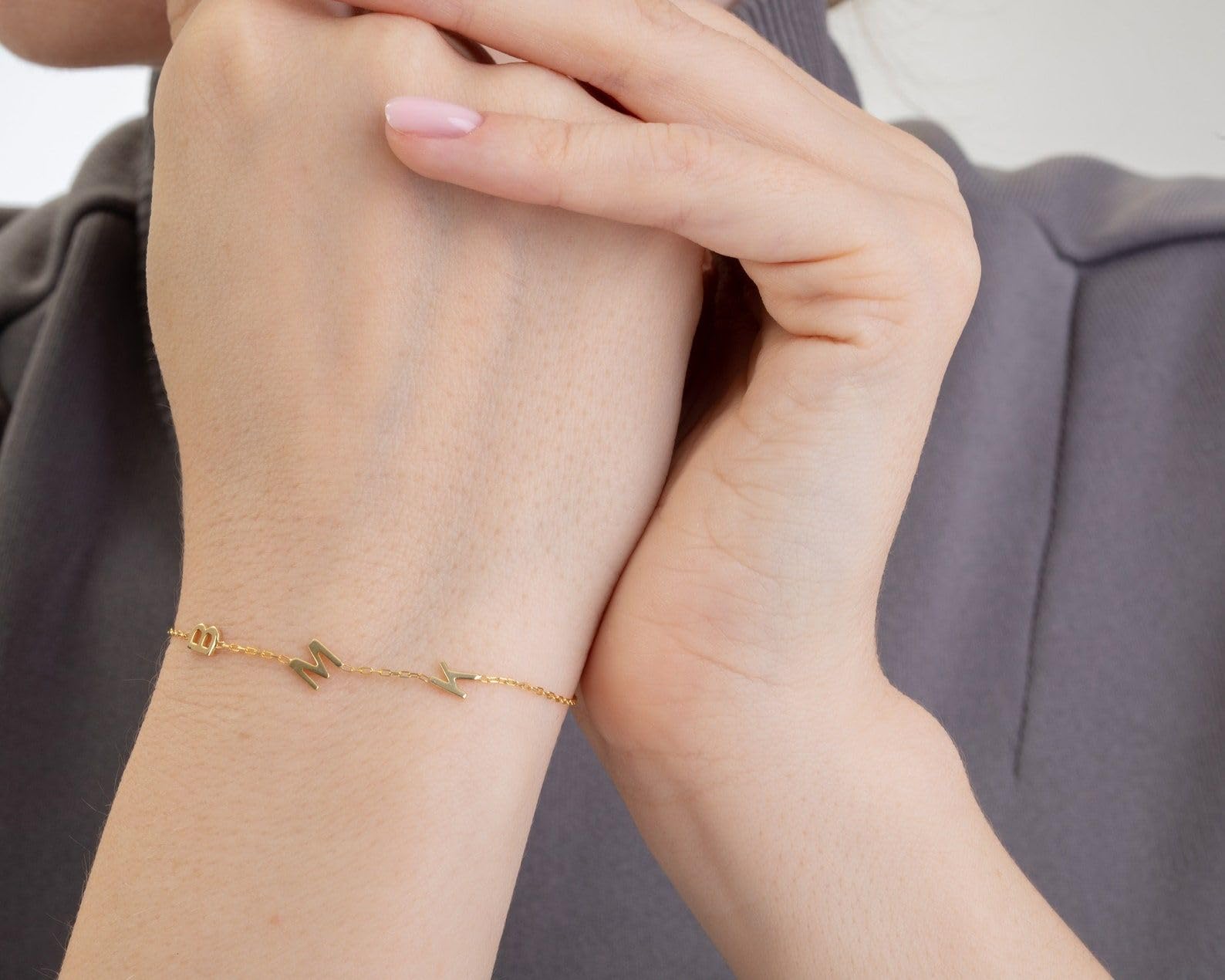 14K oro macizo pulsera con nombre 14K oro macizo parejas pulsera Navidad dama de honor Día de la Madre