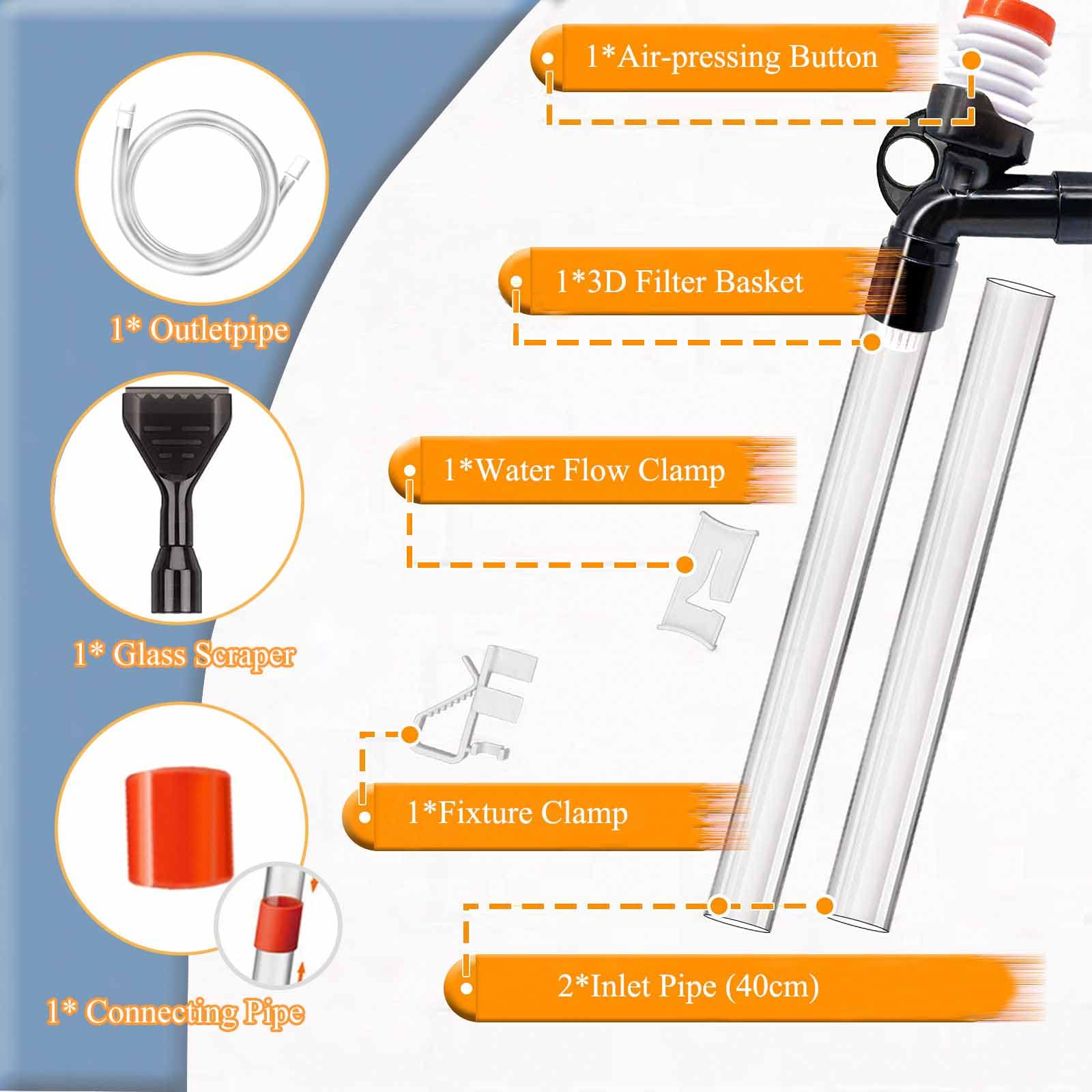 Kit Pulizia Acquario - Tubo Sifone 1.4m E Spazzola Per Cambio Acqua E Lavaggio Sabbia