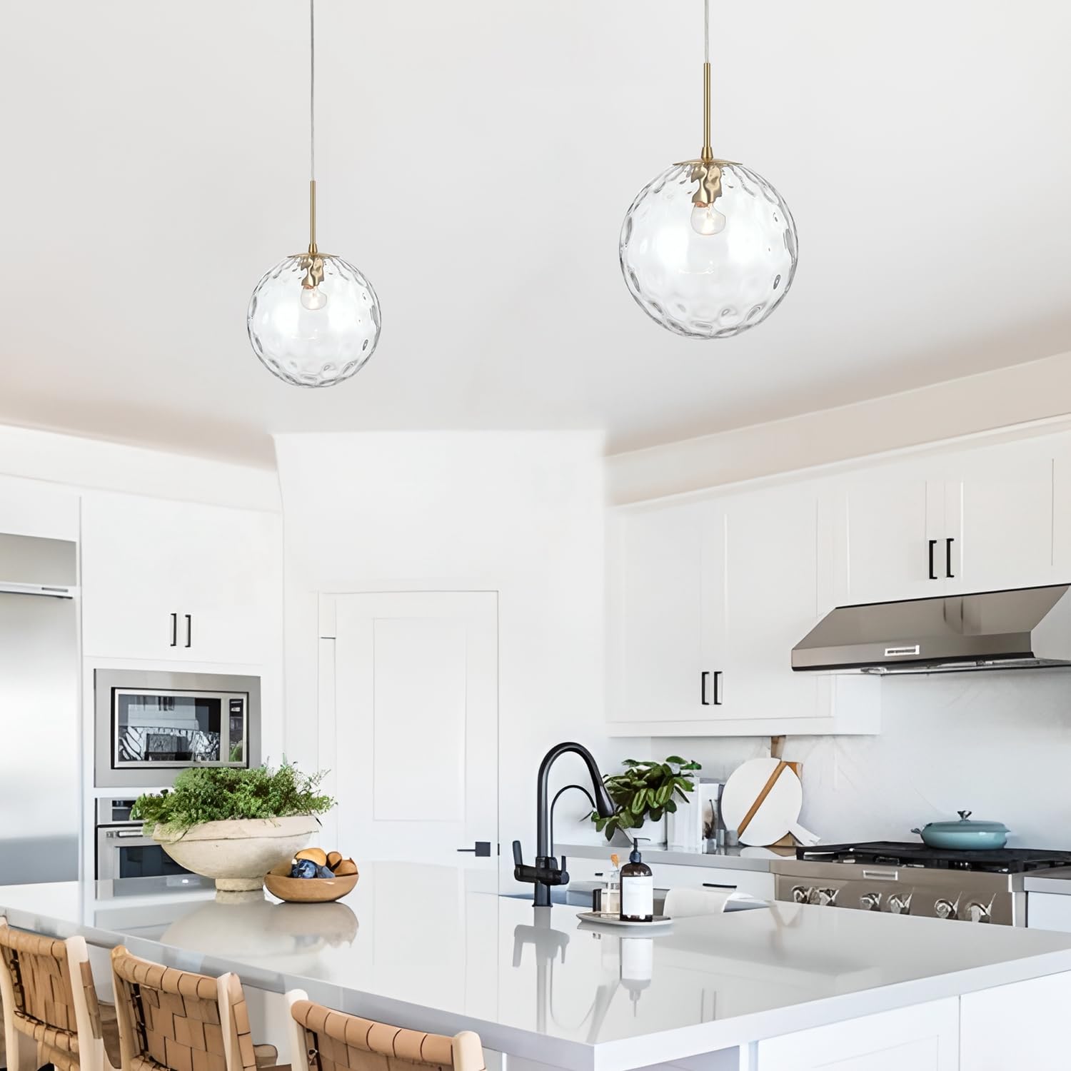 ALICE HOUSE 10-inch Gold Kitchen Island Pendant Light, Hammered
