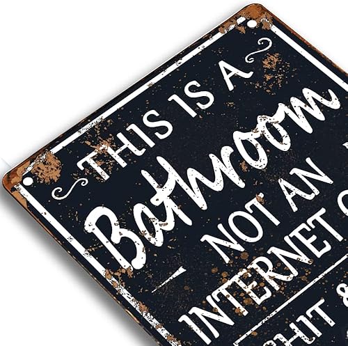 Miniatura 4 de Letrero de metal divertido para decoración de baño, letrero sarcástico con texto en inglés "This is a Bathroom Not An Internet Cafe, Not A Wifi",